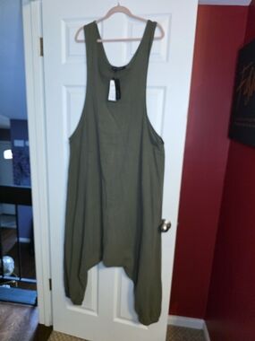 Zanzea Olive Green Sleeveless Harem Jumpsuit Tunic